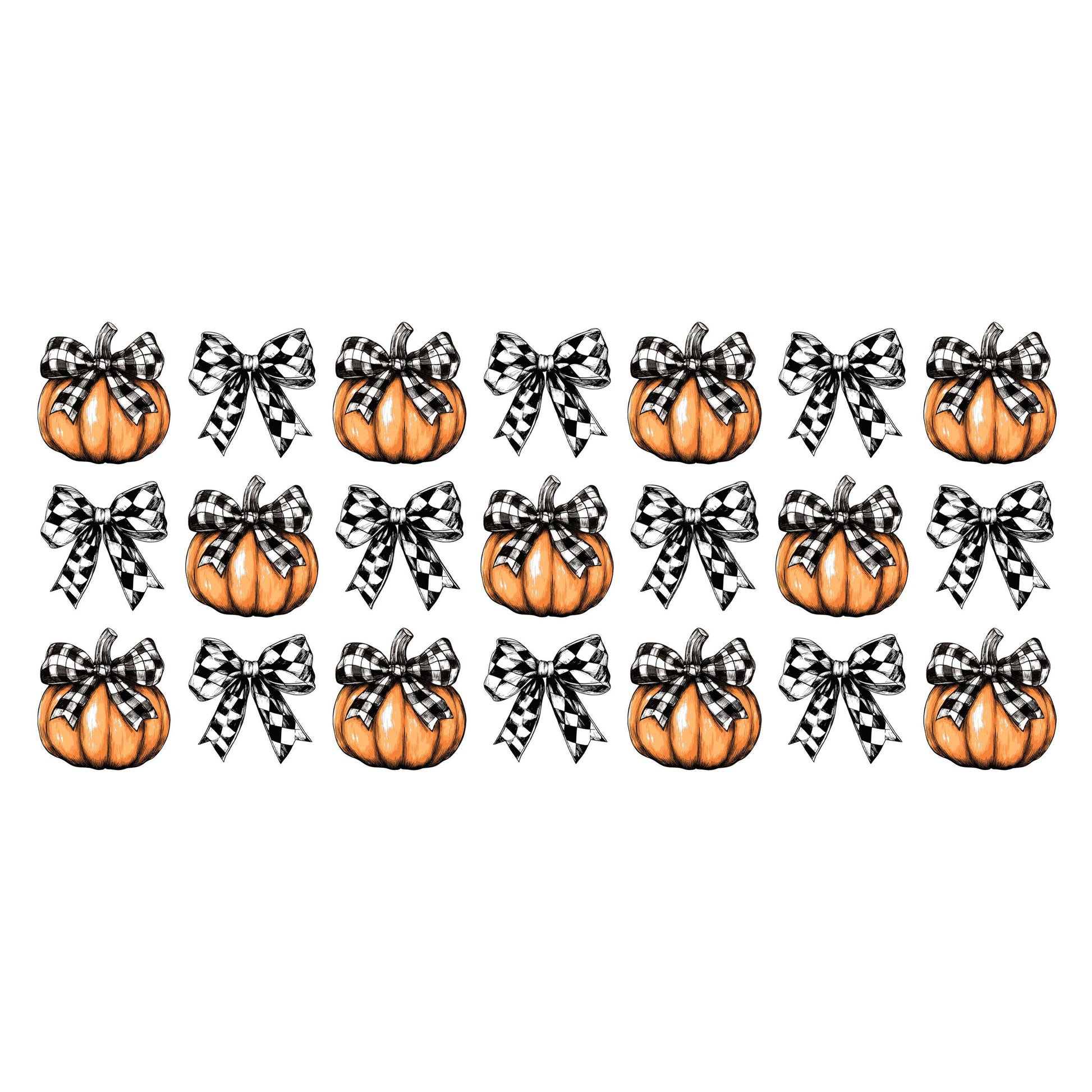 UV DTF Sticker print. Checkered black and white or leopard pumpkin bow fall elements wrap decal, UV wrap for glass can tumbler#7350