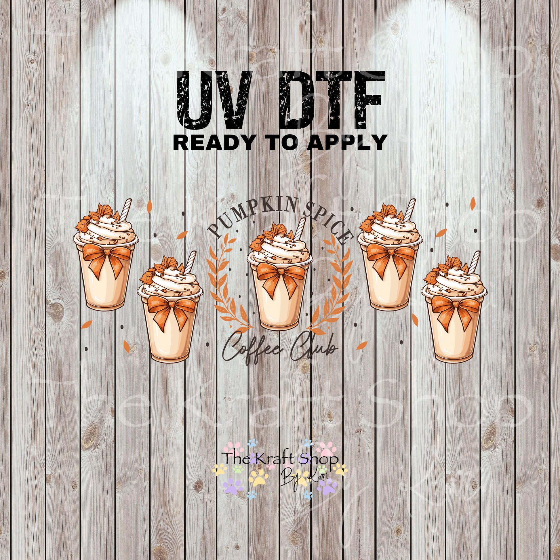 UV DTF Sticker print. Pumpkin spice coffee club fall wrap decal, tumbler decal UV wrap for glass can tumbler#7353