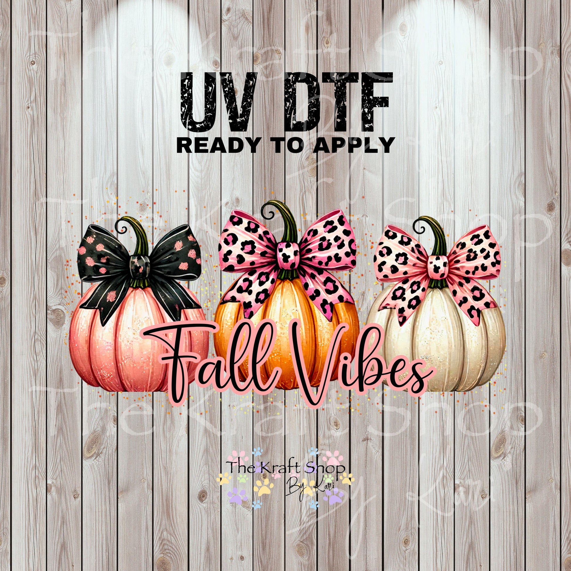 UV DTF Sticker print. Pink Fall Vibes wrap decal, tumbler decal UV wrap for glass can tumbler#7359