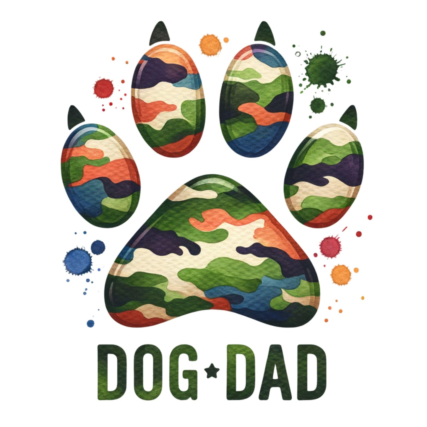 UV DTF Sticker print. Camouflage Dog Dad decal, tumbler decal, permanent sticker. Uv wrap for glass can tumbler. #4551