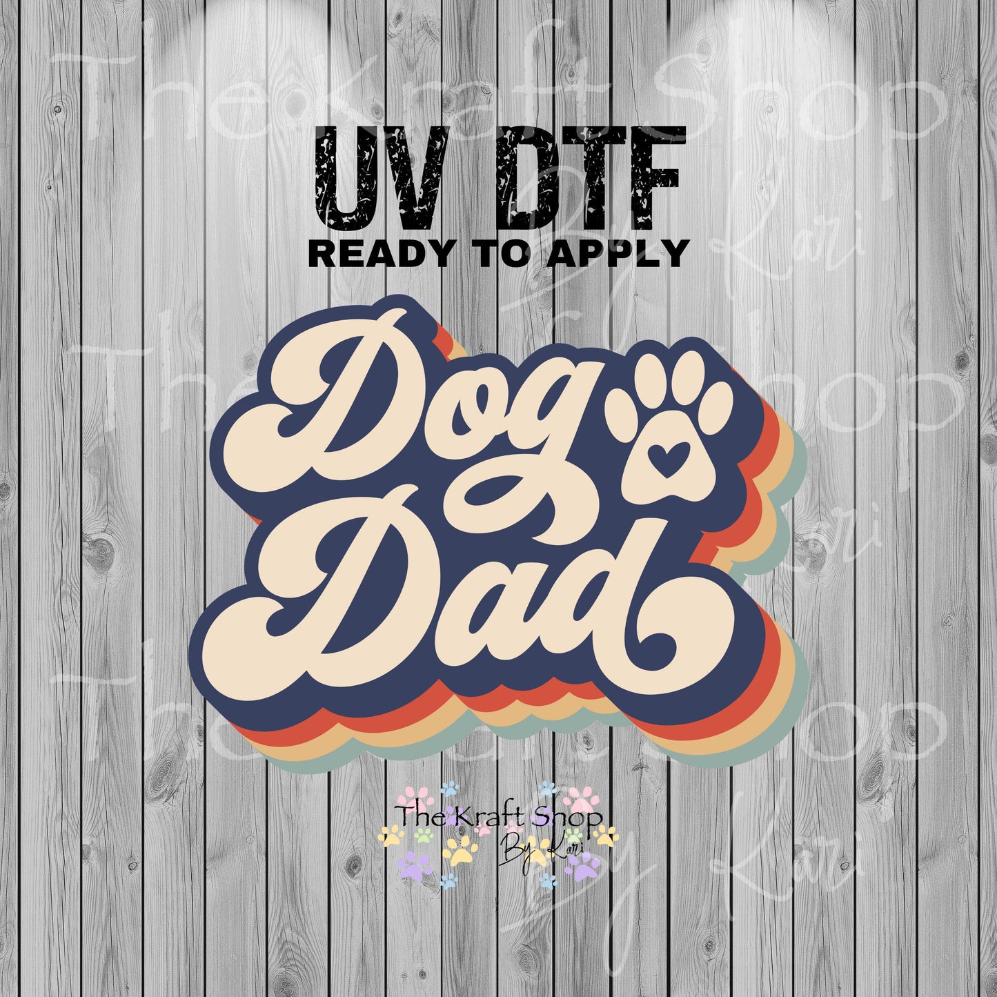 UV DTF Sticker print. Retro Dog Dad decal, tumbler decal, permanent sticker tumbler. #4552