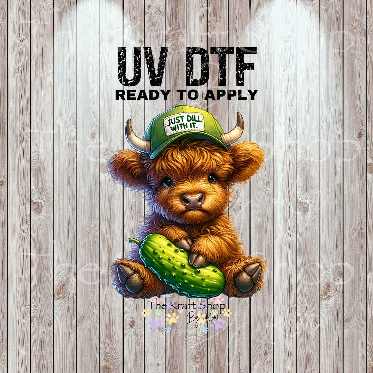 UV DTF Sticker print. Just dill with it cute cow with trucker hat decal, tumbler decal, permanent sticker. #1079