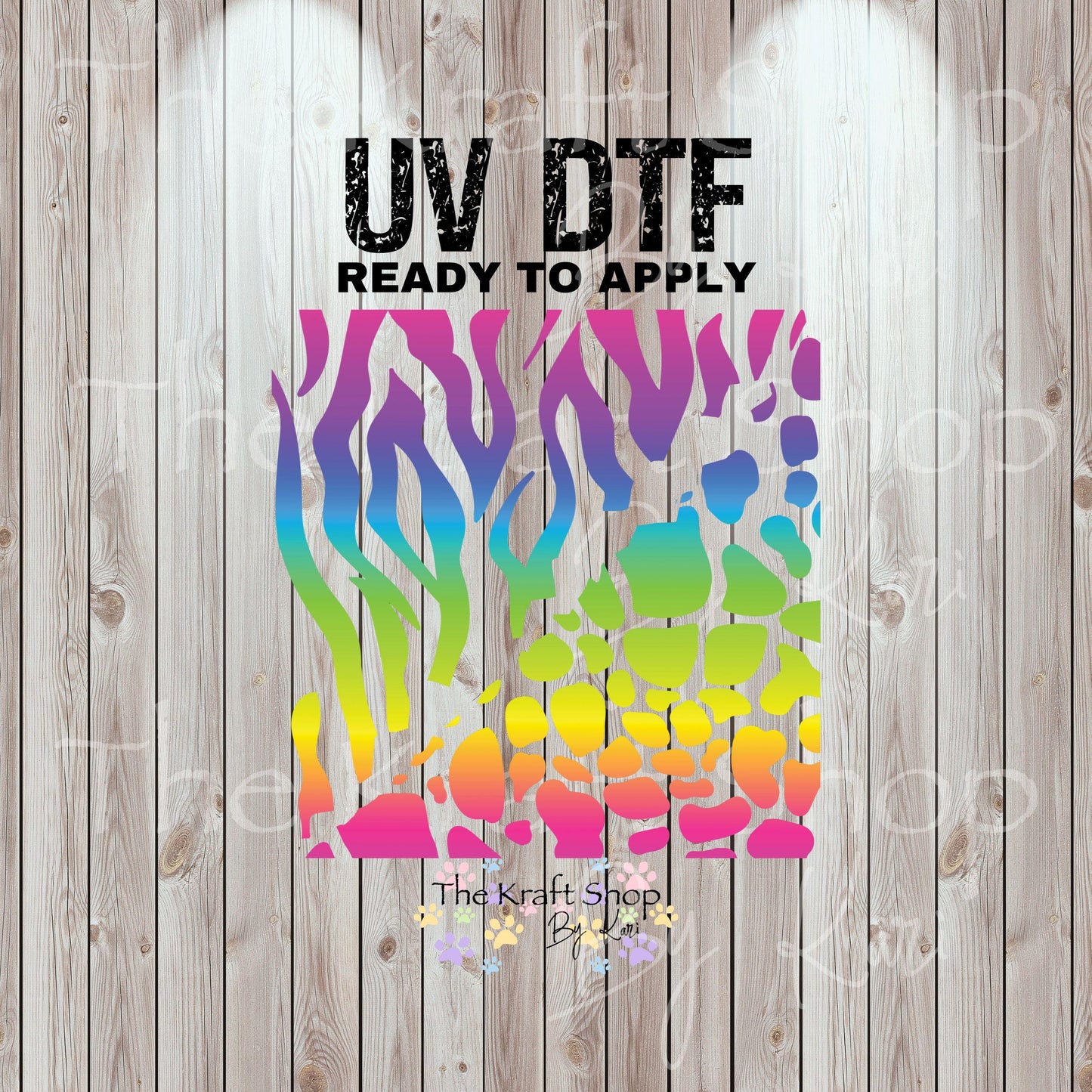 UV DTF Sticker print. Rainbow Safari Cow Zebra v split templates mixed media element bundle of decals, tumbler decal. #10309