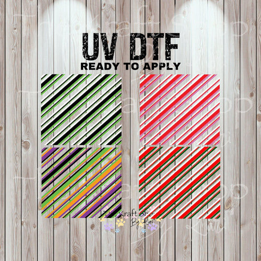 UV DTF Sticker prints. Candy cane stripes element tumbler element template decal, permanent sticker. #10312