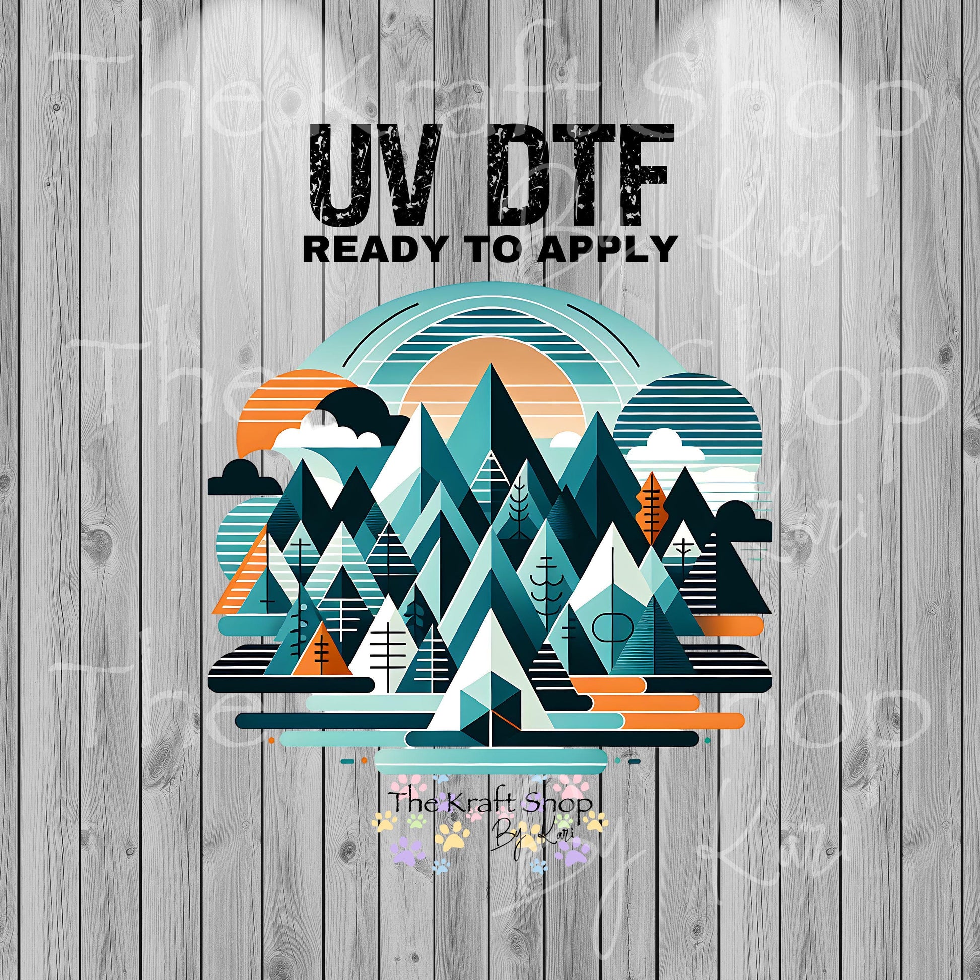 UV DTF Sticker print. Geometric mountain permanent sticker tumbler decal #10297