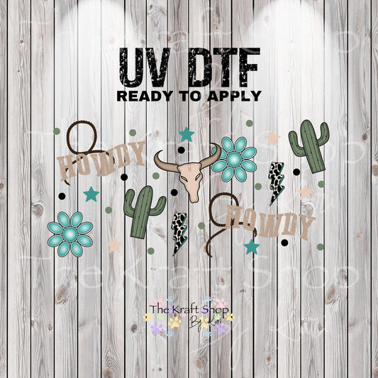 UV DTF Sticker print. Howdy wrap western country for glass can wrap decal, tumbler decal, permanent sticker. #5364