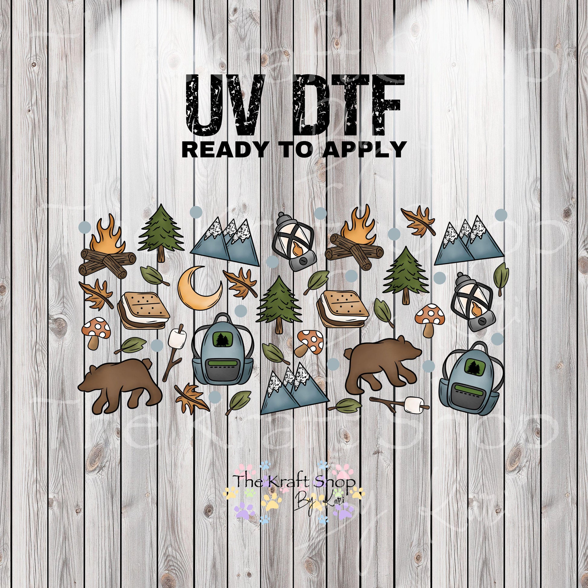 UV DTF Sticker print. Outdoorsy wrap for glass can wrap decal, tumbler decal, permanent sticker. #5372