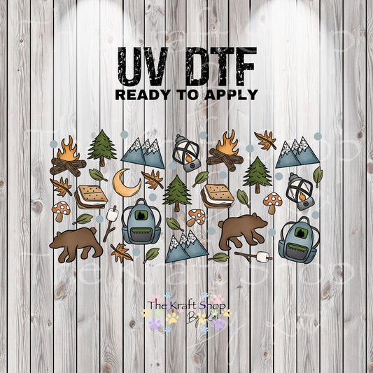 UV DTF Sticker print. Outdoorsy wrap for glass can wrap decal, tumbler decal, permanent sticker. #5372