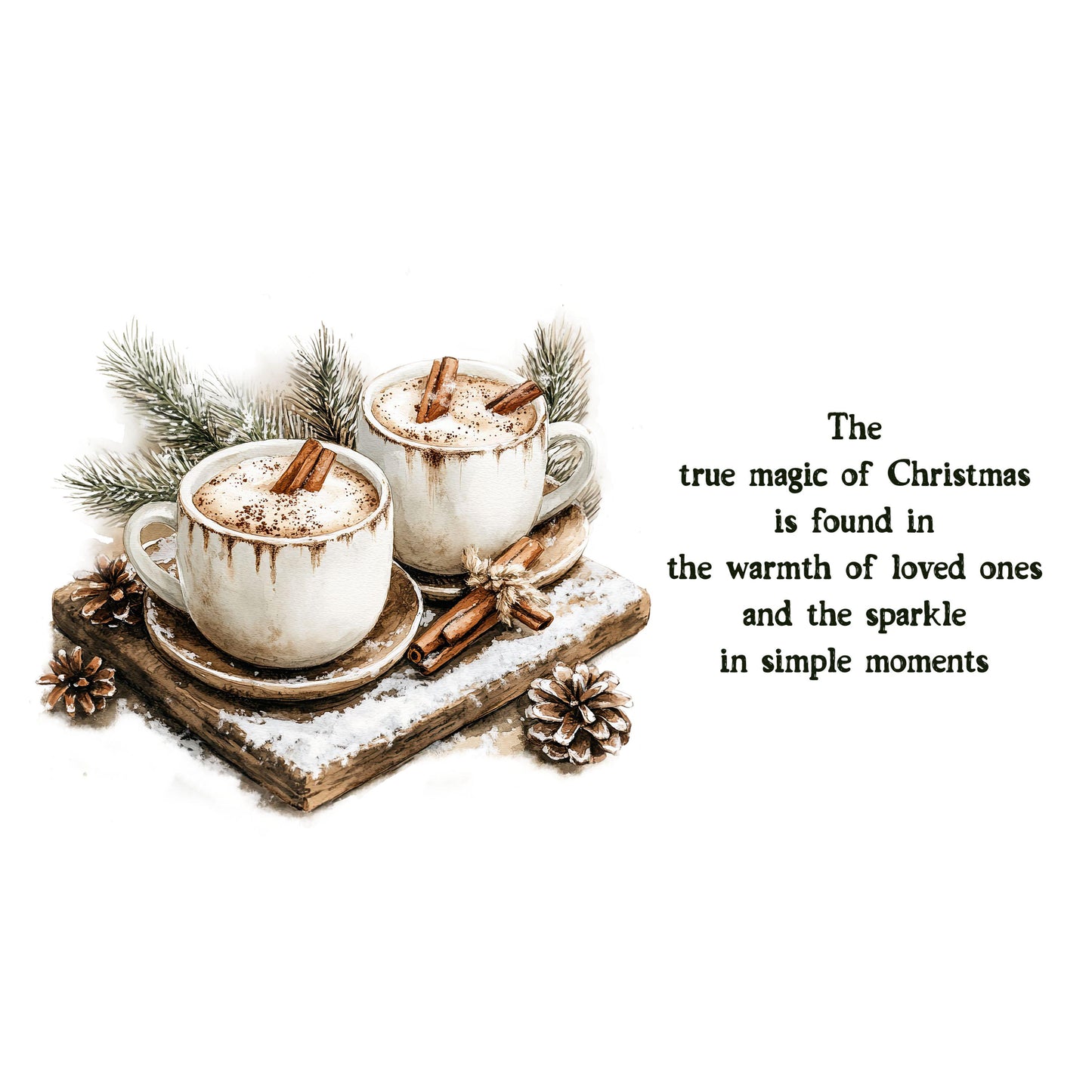 UV DTF Sticker print. Beige hot cocoa holidays for glass can wrap decal, tumbler decal, permanent sticker. #5382