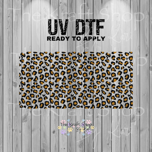 UV DTF Sticker print. Leopard print glass can wrap decal, tumbler decal, permanent sticker. #5385
