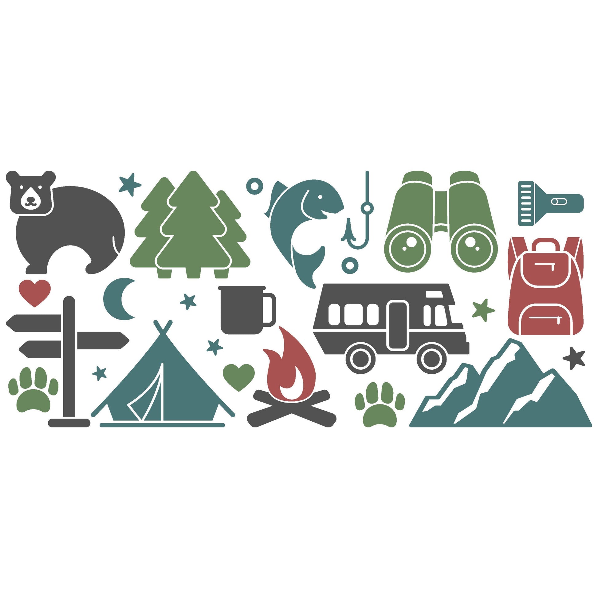 UV DTF Sticker print. Camping clip art glass can wrap decal, tumbler decal, permanent sticker. #5391