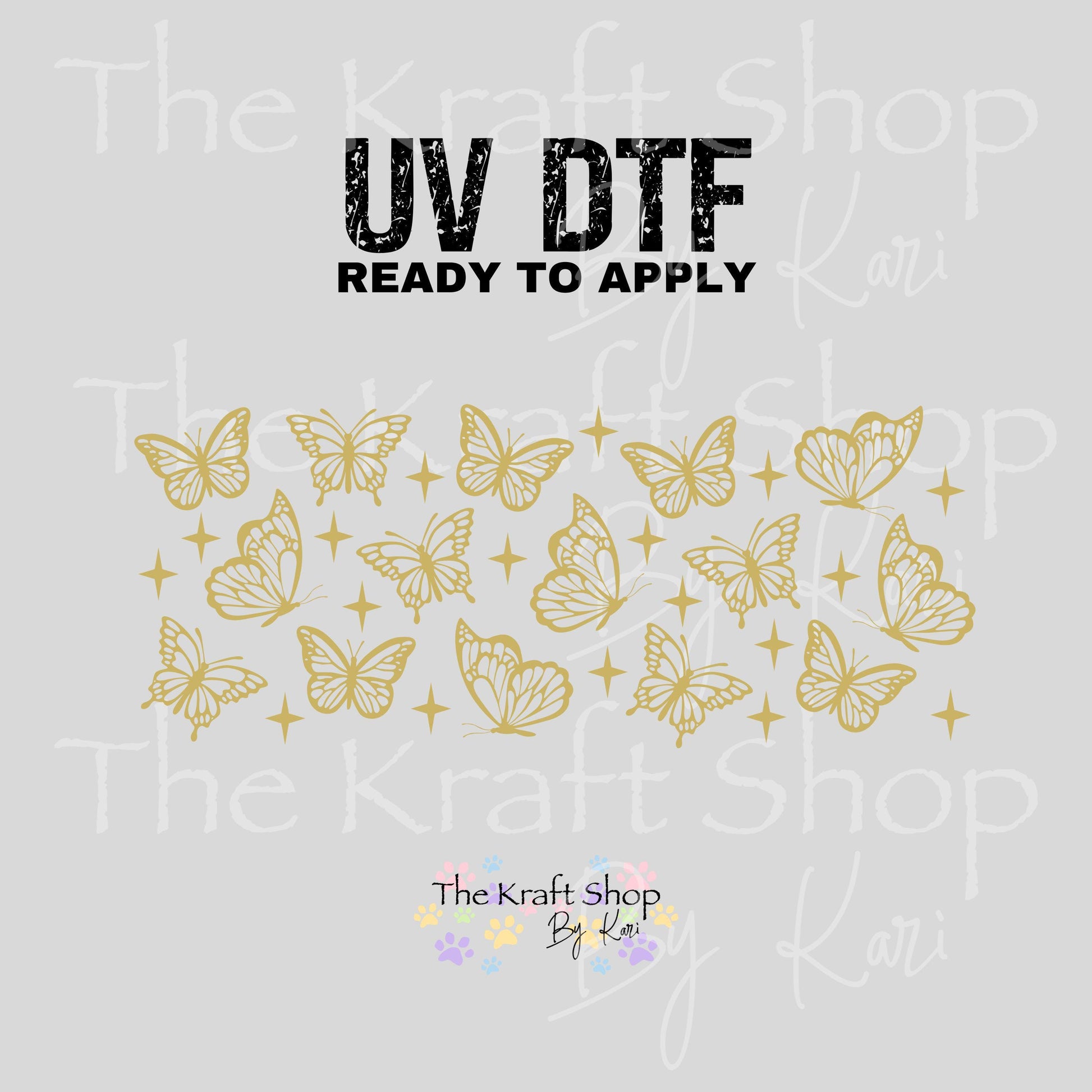 UV DTF Sticker print. Butterflies and sparkles glass can wrap decal, tumbler decal, permanent sticker. #5405