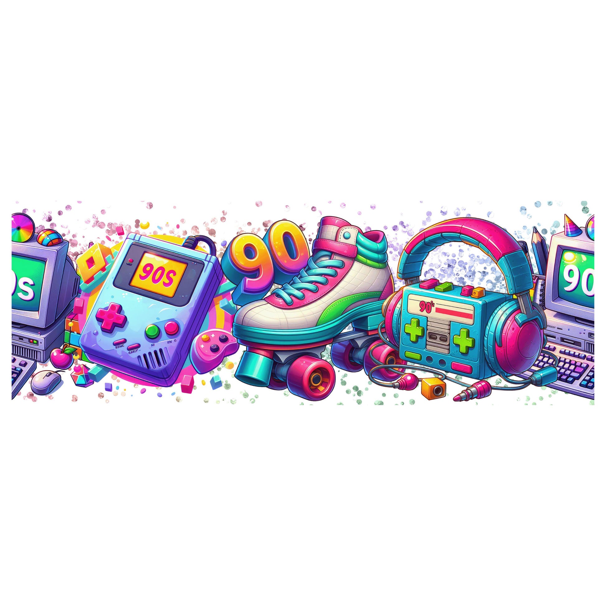 UV DTF Sticker print. 90's vibe glass can wrap decal, tumbler decal, permanent sticker. #5408