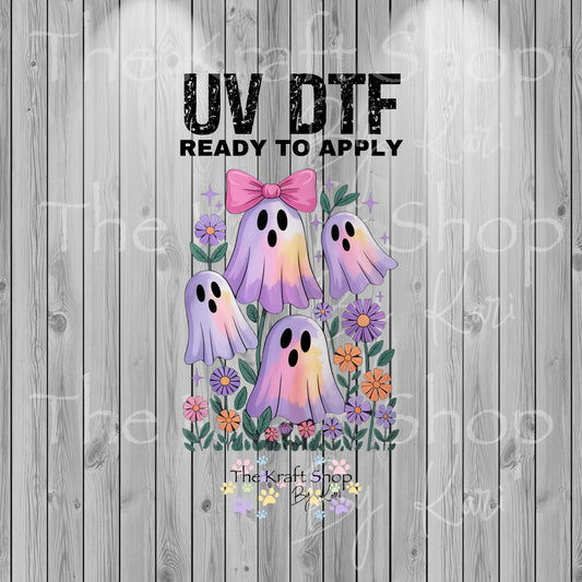 UV DTF Sticker print Iridescent ghost group Halloween decal, tumbler decal, permanent sticker. #7368
