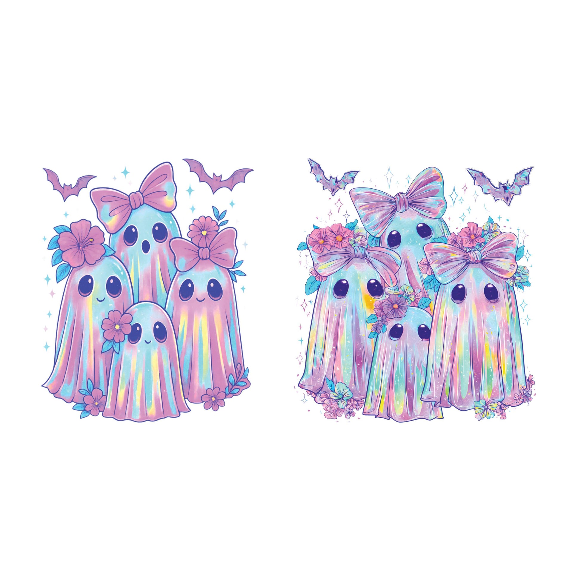 UV DTF Sticker print Iridescent 4 ghost group 2 pk Halloween decal, tumbler decal, permanent sticker. #7369