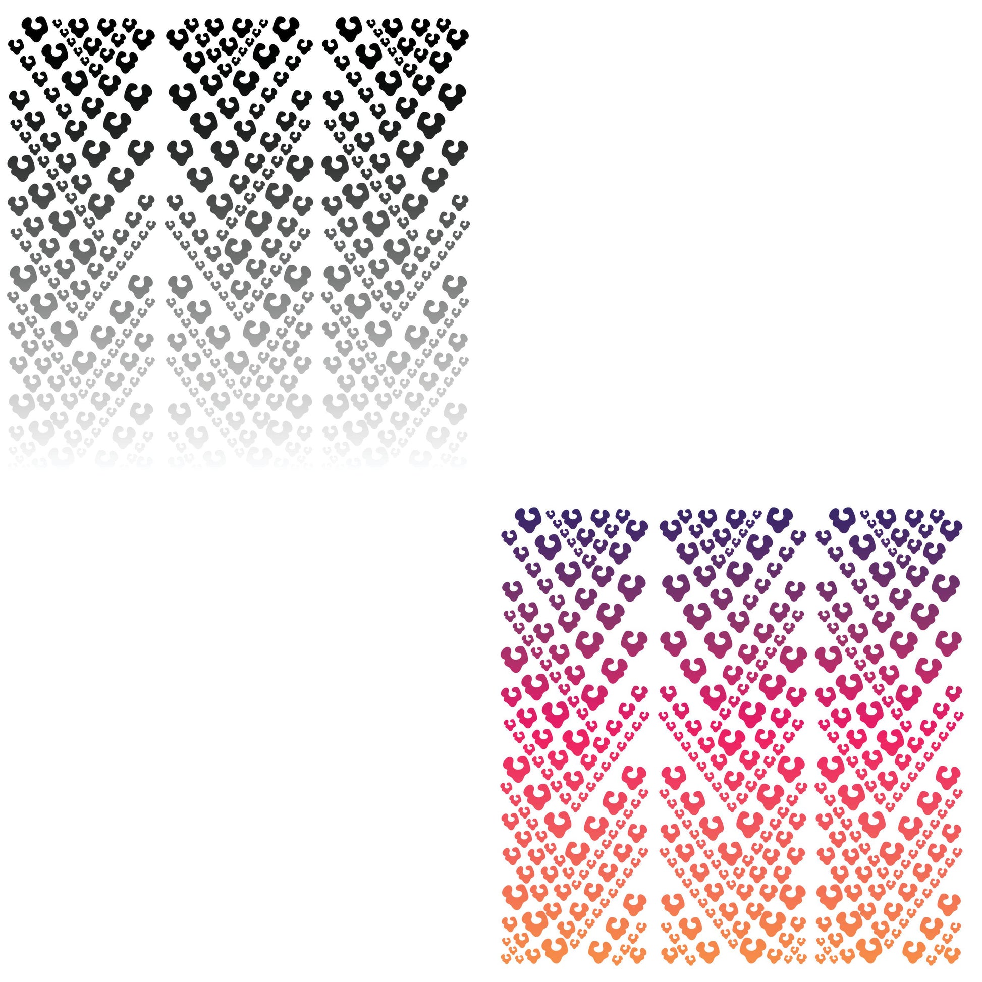 UV DTF Sticker prints. Ombre Black or Pinks Leopard mixed media rainbow hot mess herringbone design bands element sheet bundle #10304