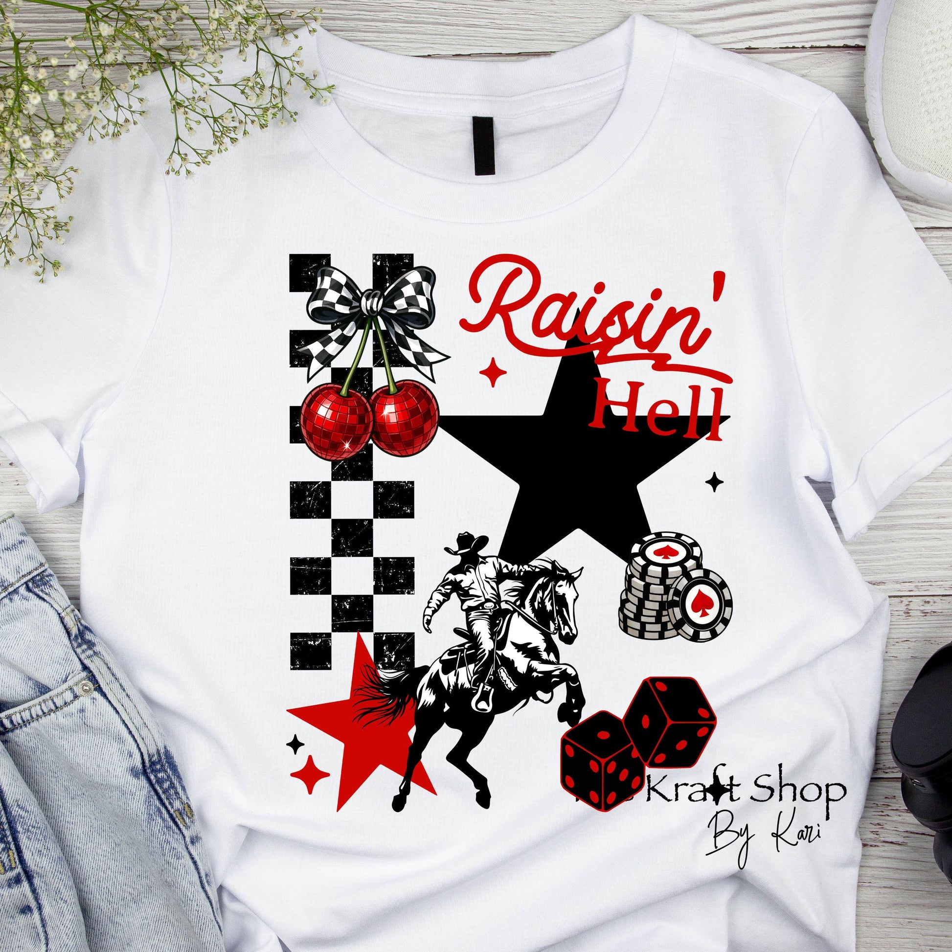 DTF ready to press transfer. Raisin Hell Collage shirt image DTF Print #11507