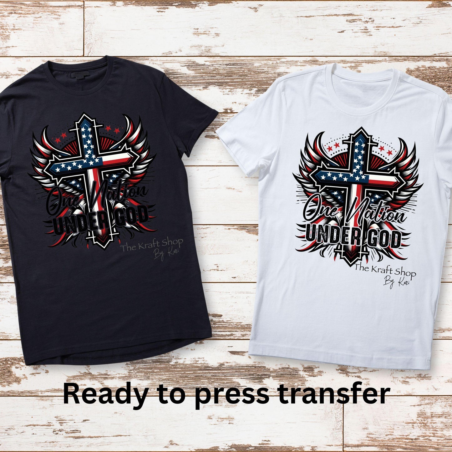 DTF ready to press transfer. One Nation Under God shirt image DTF Print #11510