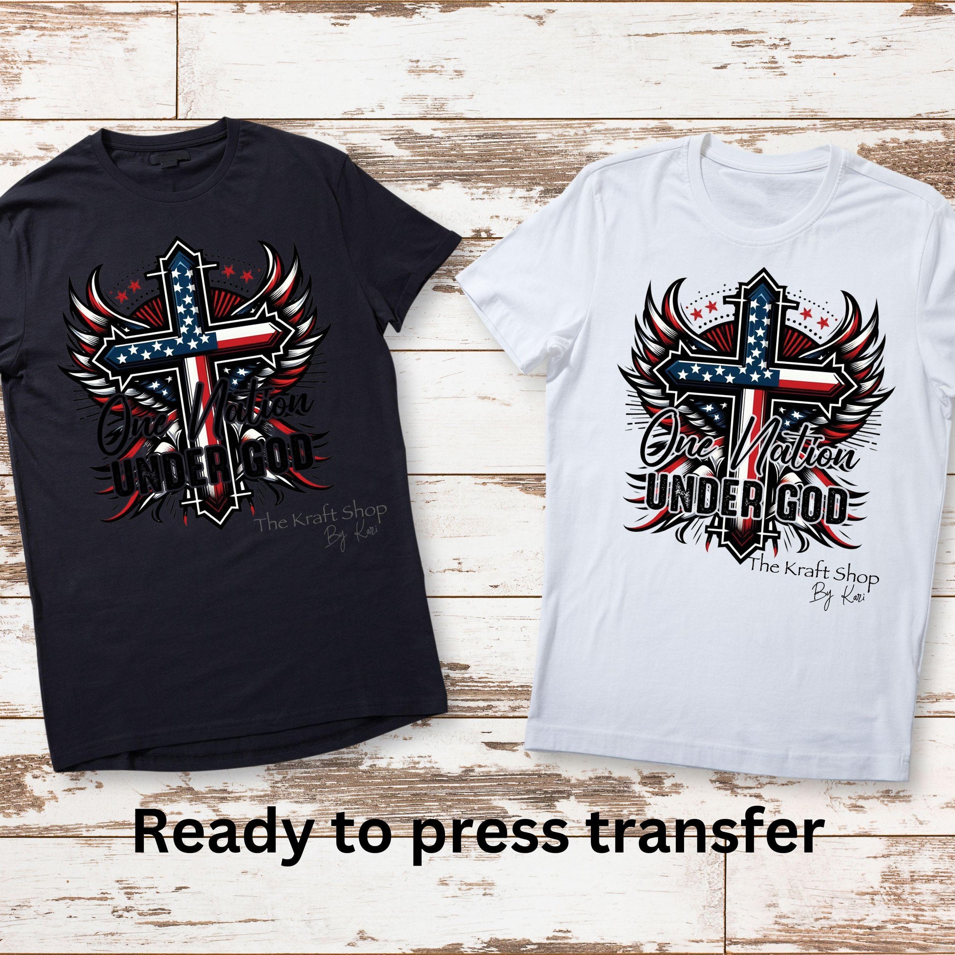 DTF ready to press transfer. One Nation Under God shirt image DTF Print #11510