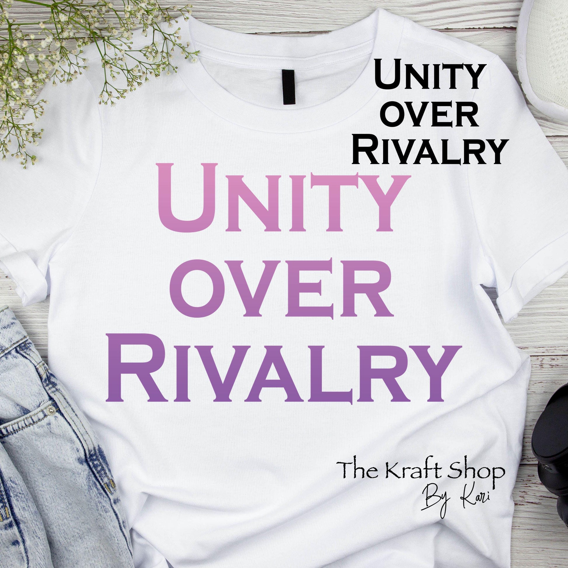 DTF ready to press transfer. Unity over rivalry, Direct to film heat press transfer. DTF Print, Heat Transfer #11497