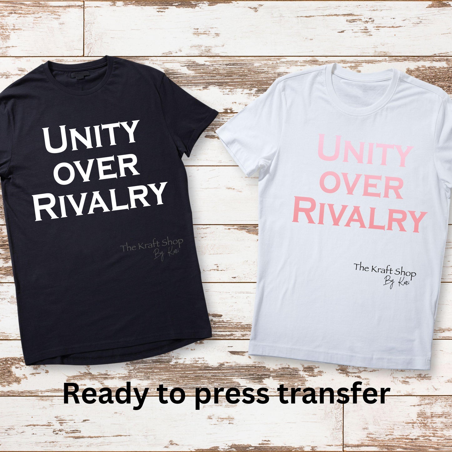 DTF ready to press transfer. Unity over rivalry, Direct to film heat press transfer. DTF Print, Heat Transfer #11497