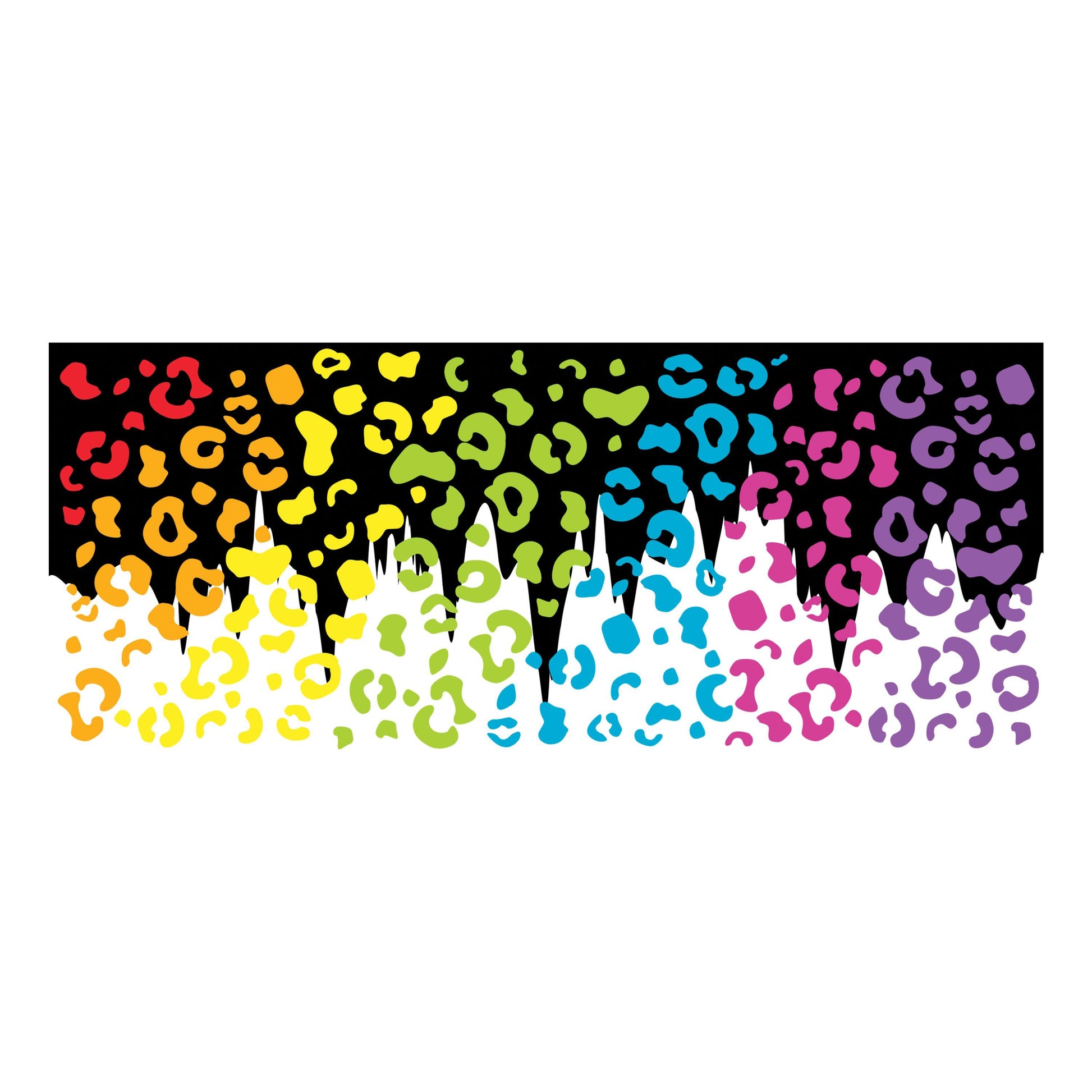 UV DTF Sticker print. Black Drip rainbow leopard wrap tumbler decal. #5416