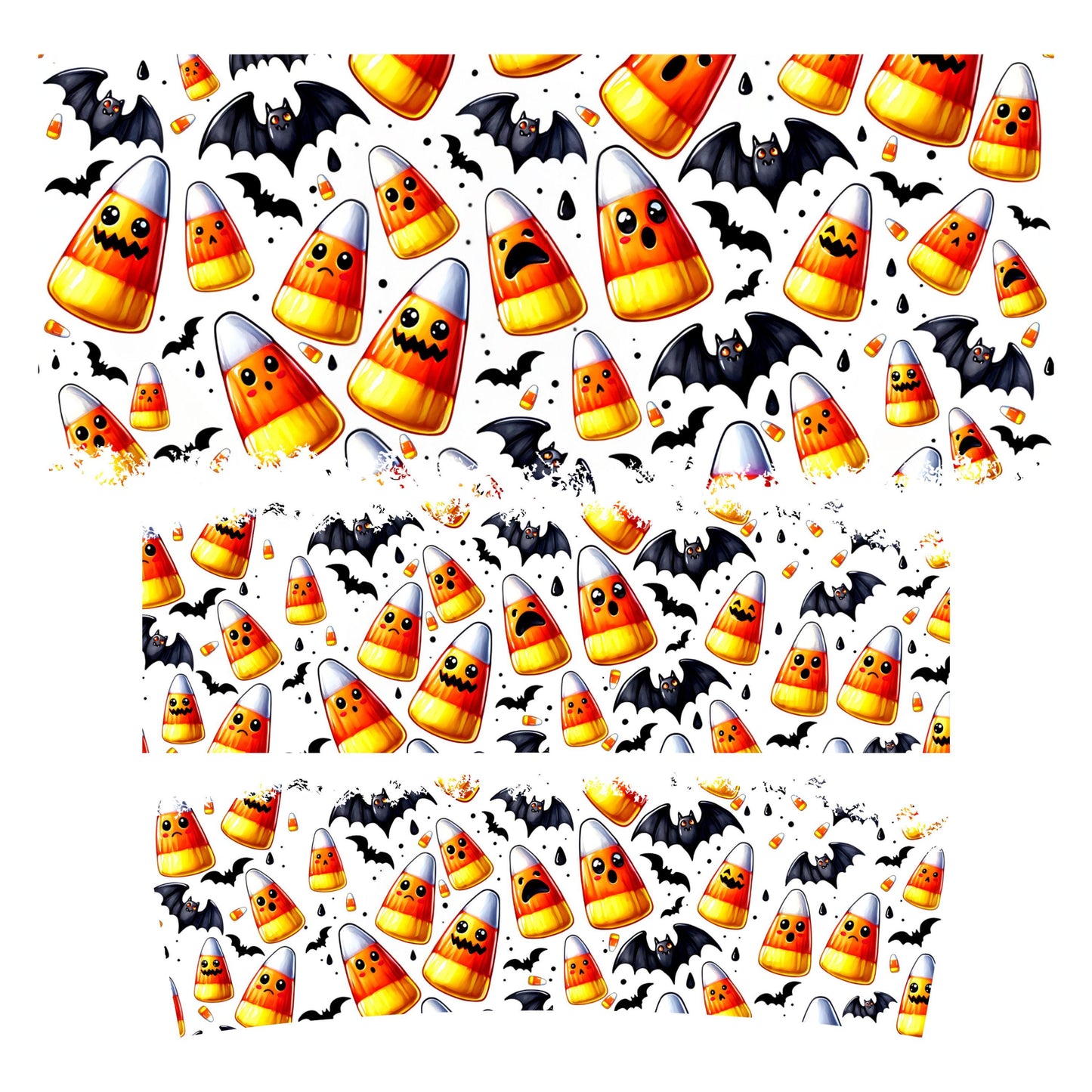 UV DTF 40 oz ready to apply Halloween candy corn spooky. Permanent sticker. UV wrap quencher #3165