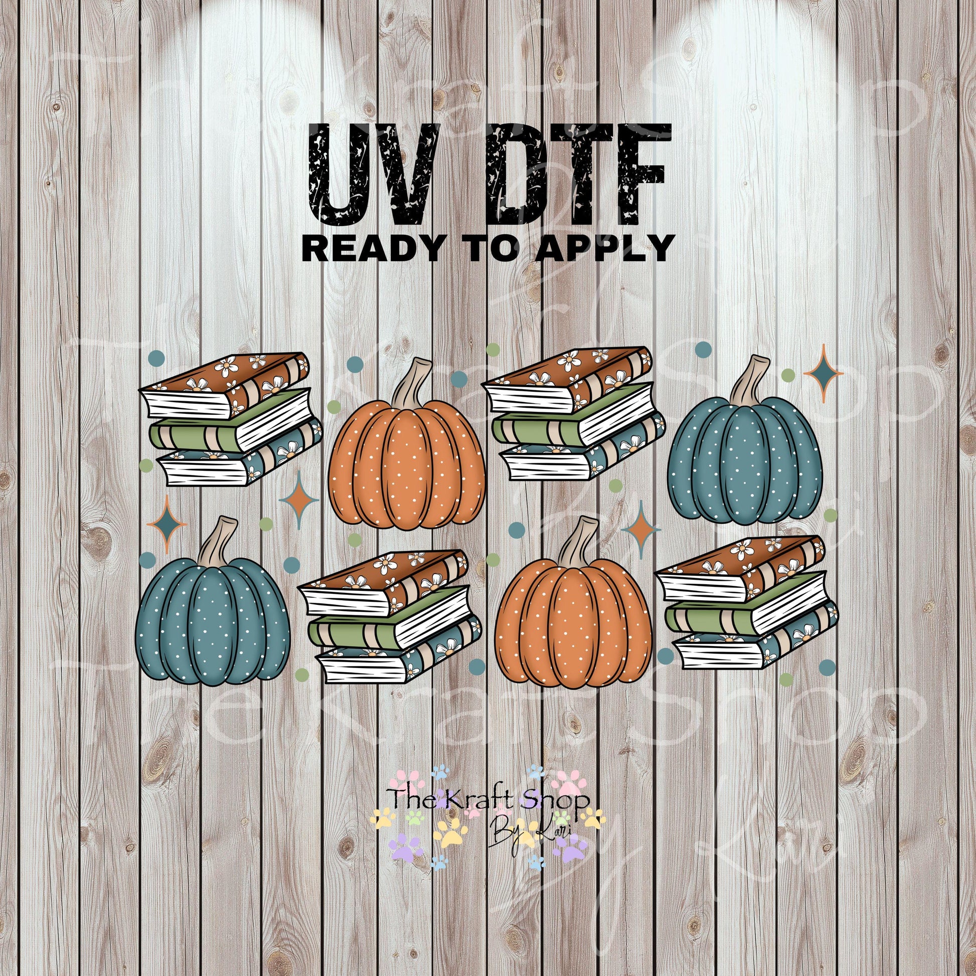 UV DTF Sticker print. Pumpkins and books wrap decal, tumbler decal UV wrap for glass can tumbler#7343