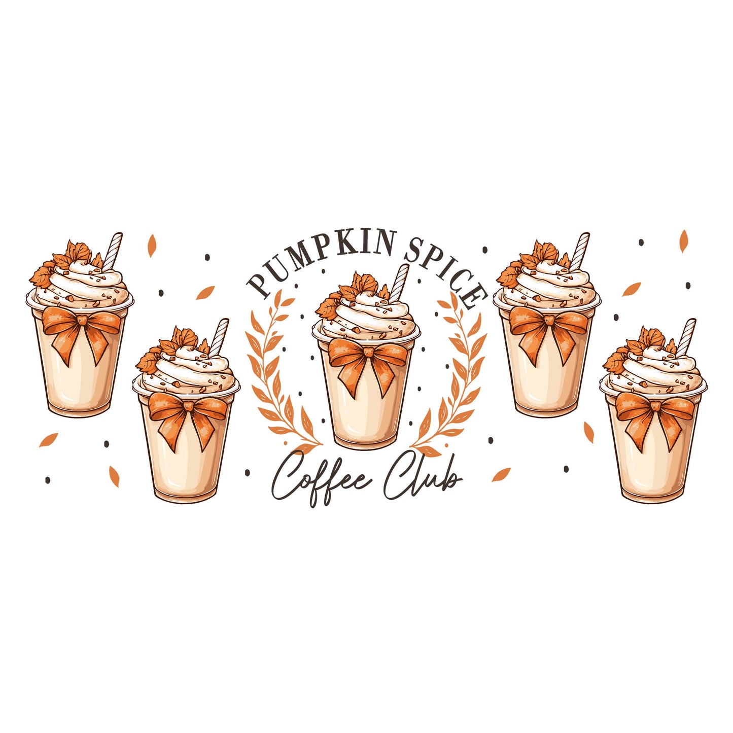 UV DTF Sticker print. Pumpkin spice coffee club fall wrap decal, tumbler decal UV wrap for glass can tumbler#7353