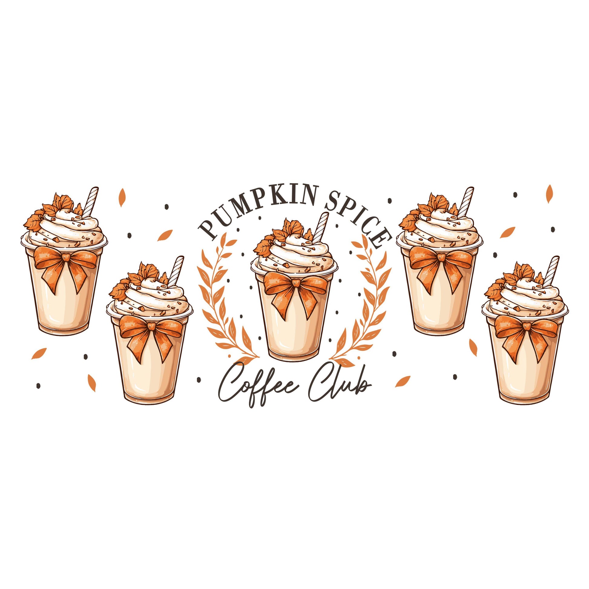 UV DTF Sticker print. Pumpkin spice coffee club fall wrap decal, tumbler decal UV wrap for glass can tumbler#7353
