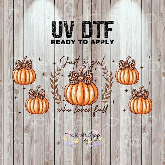 UV DTF Sticker print. Just a girl that loves fall wrap decal, tumbler decal UV wrap for glass can tumbler#7357