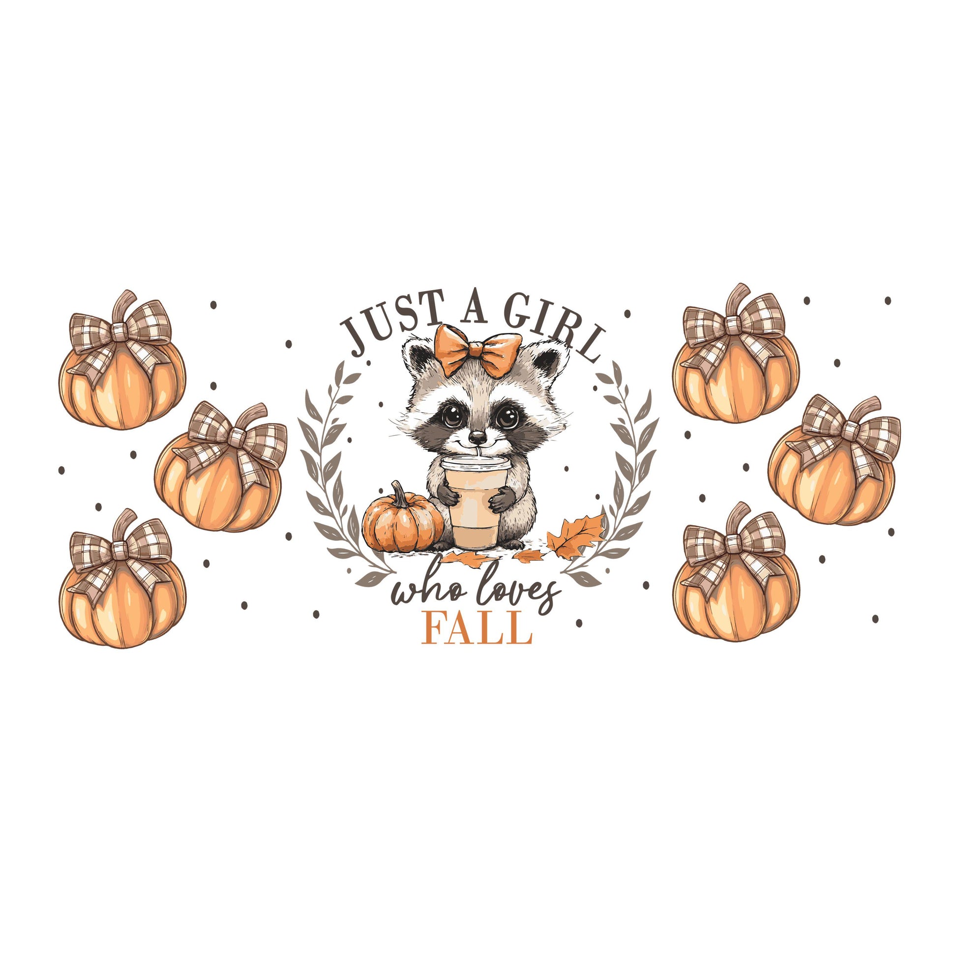 UV DTF Sticker print. Just a girl that loves fall Racoon wrap decal, tumbler decal UV wrap for glass can tumbler#7356