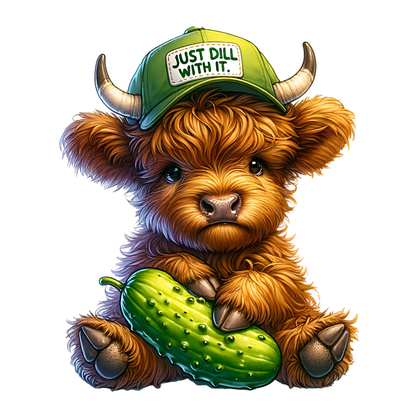 UV DTF Sticker print. Just dill with it cute cow with trucker hat decal, tumbler decal, permanent sticker. #1079