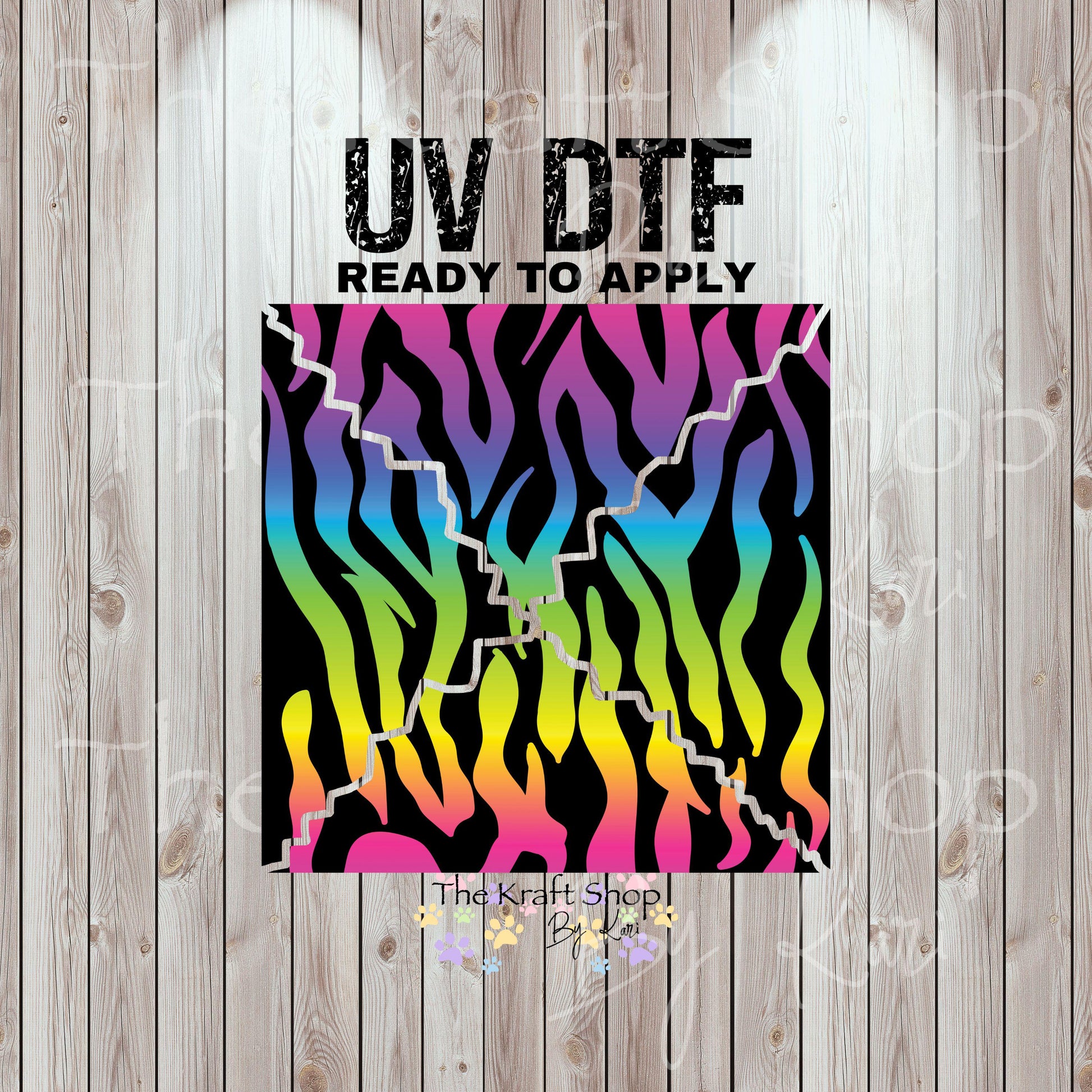 UV DTF Sticker print. Rainbow Zebra v split templates mixed media element bundle of decals, tumbler decal. #10310