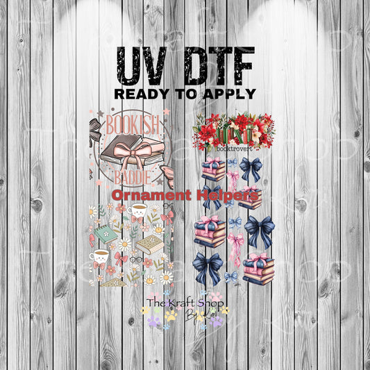 UV DTF Sticker print. Ornament Helpers Bookish Baddie Set of decals, tumbler decal. #7384