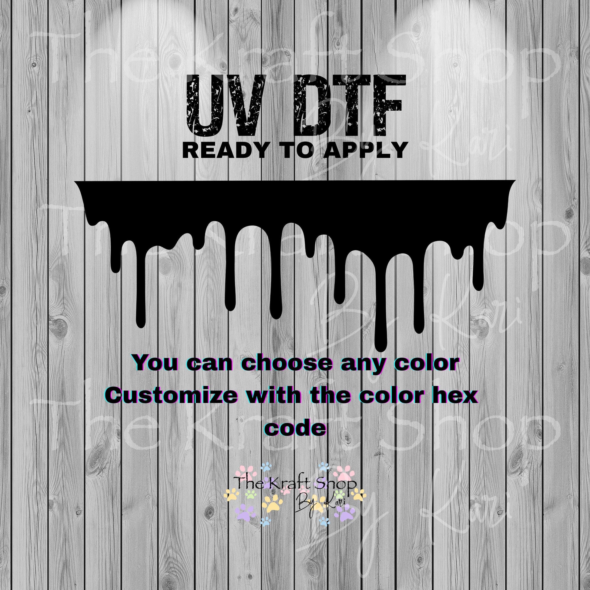 UV DTF Sticker print. Black Drip Black or custom color wrap tumbler decal. #5417