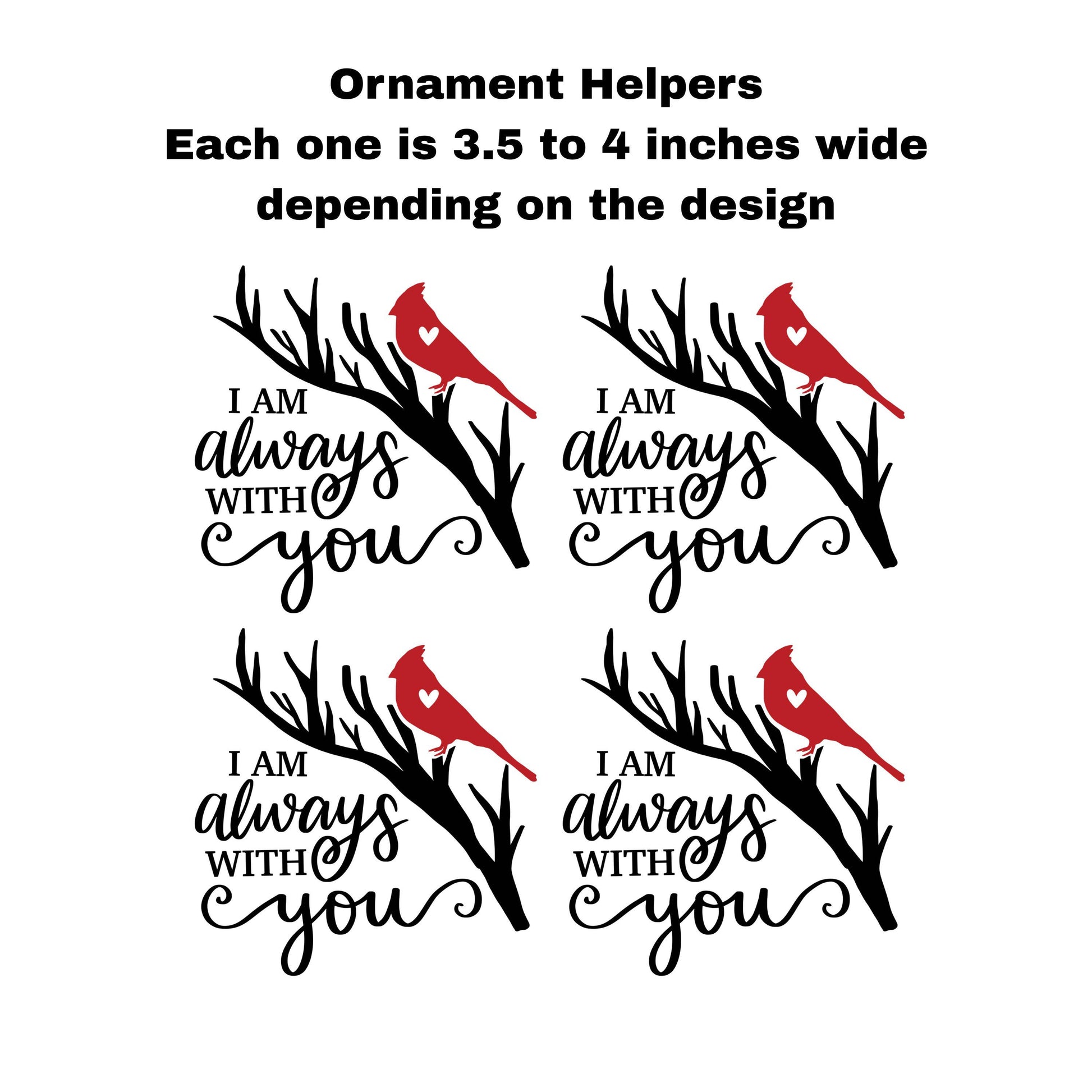 UV DTF Sticker print. Ornament Helpers I am always with you cardinal Set of 4 decals, tumbler decal. #7384