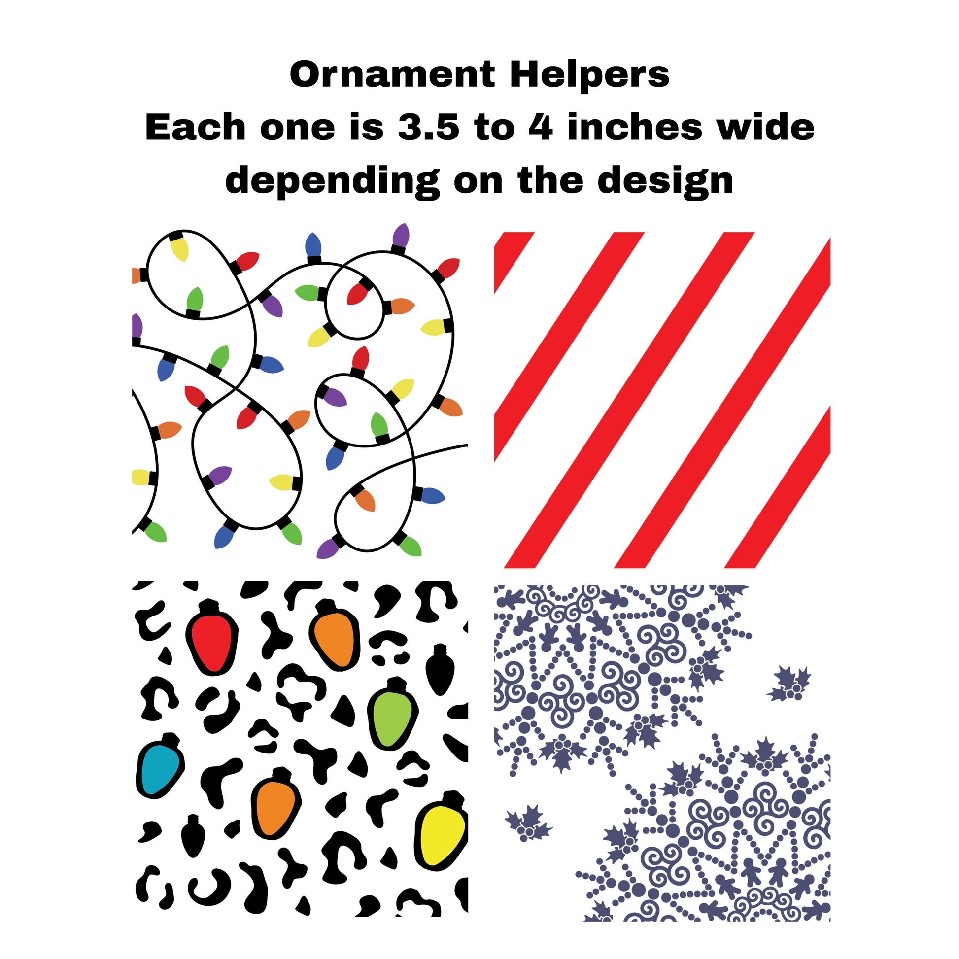 UV DTF Sticker print. Ornament Helpers Christmas Element Set of 4 decals, tumbler decal. #7384
