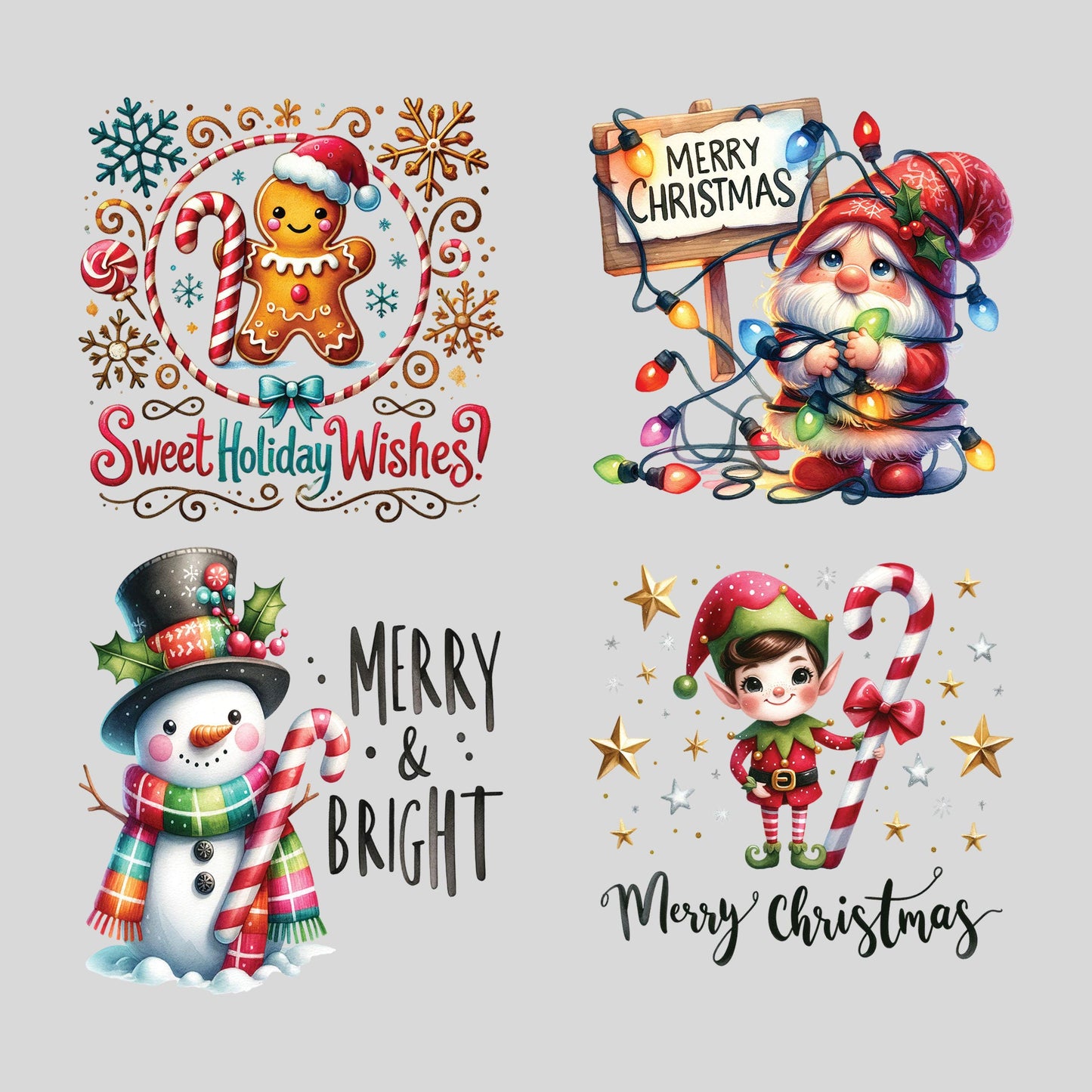 UV DTF Sticker prints. Merry Christmas and Bright Christmas in July bundle of decals, permanent sticker #7417