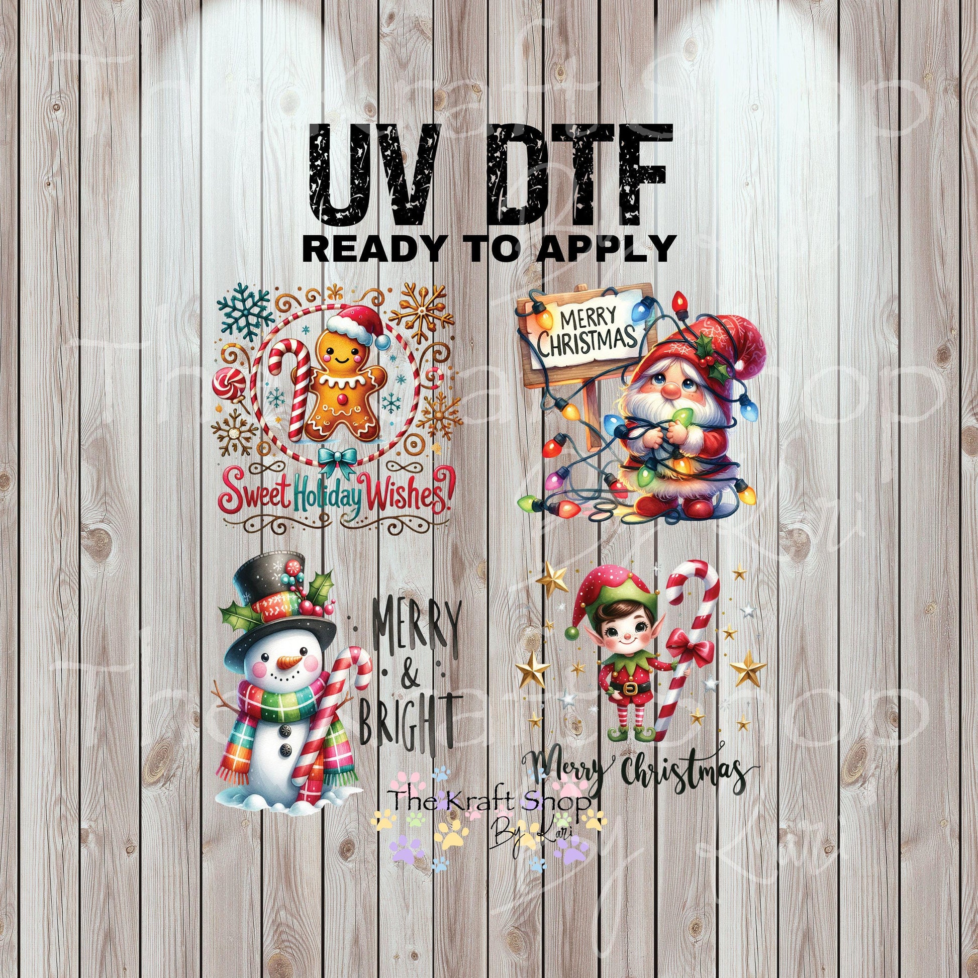 UV DTF Sticker prints. Merry Christmas and Bright Christmas in July bundle of decals, permanent sticker #7417