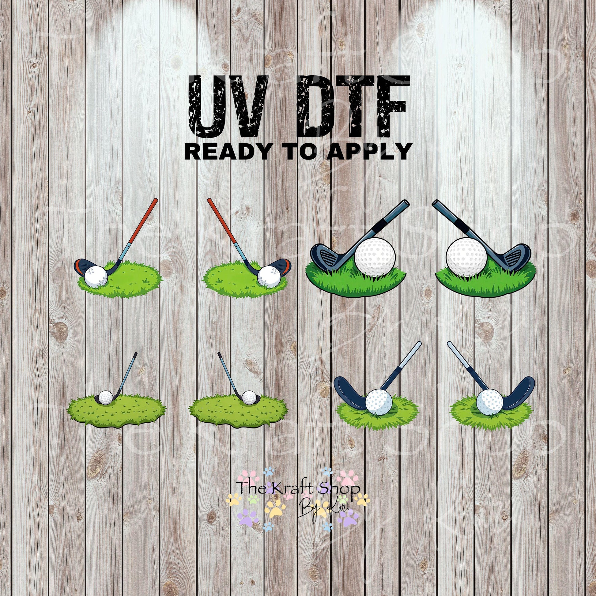UV DTF Sticker print Golf club and ball wraps decal, tumbler decal. UV wrap for glass can #5419