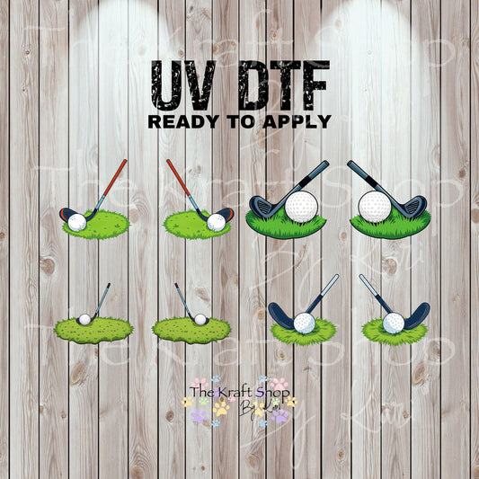 UV DTF Sticker print Golf club and ball wraps decal, tumbler decal. UV wrap for glass can #5419