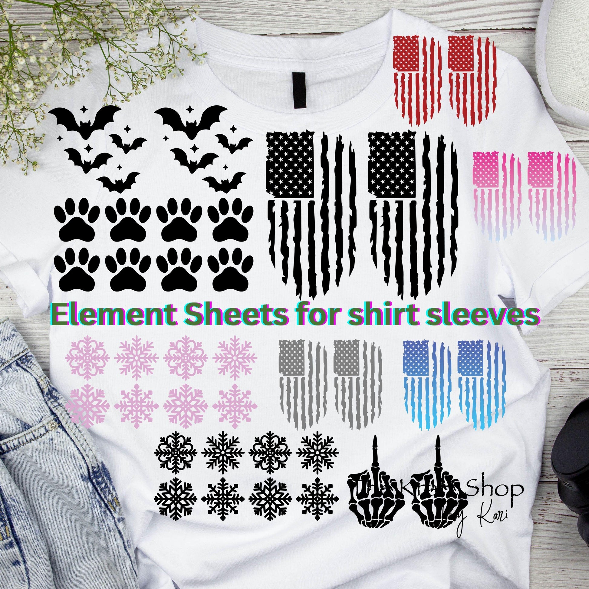 DTF ready to press transfer. Shirt sleeve elements with several color options , #11522