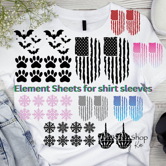 DTF ready to press transfer. Shirt sleeve elements with several color options , #11522