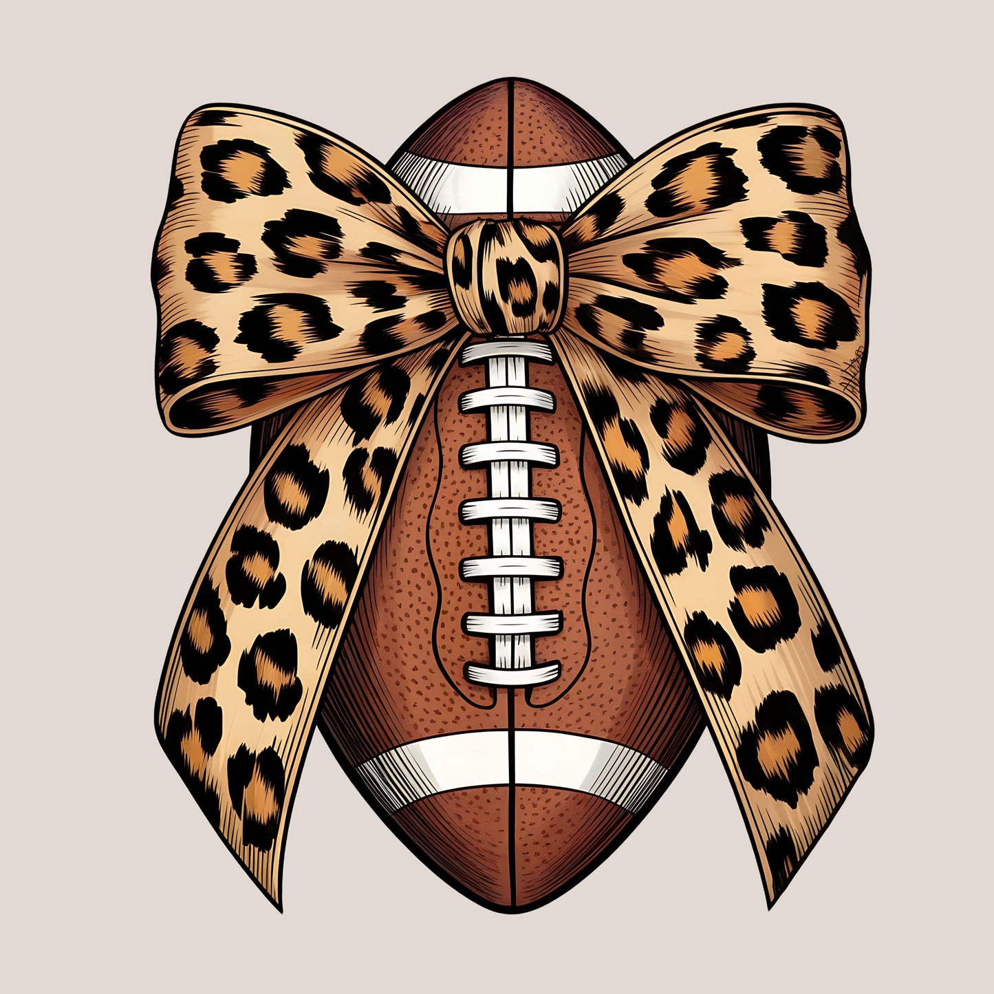 UV DTF Sticker print. Leopard cheetah print bow football decal, tumbler decal, permanent sticker. #9035