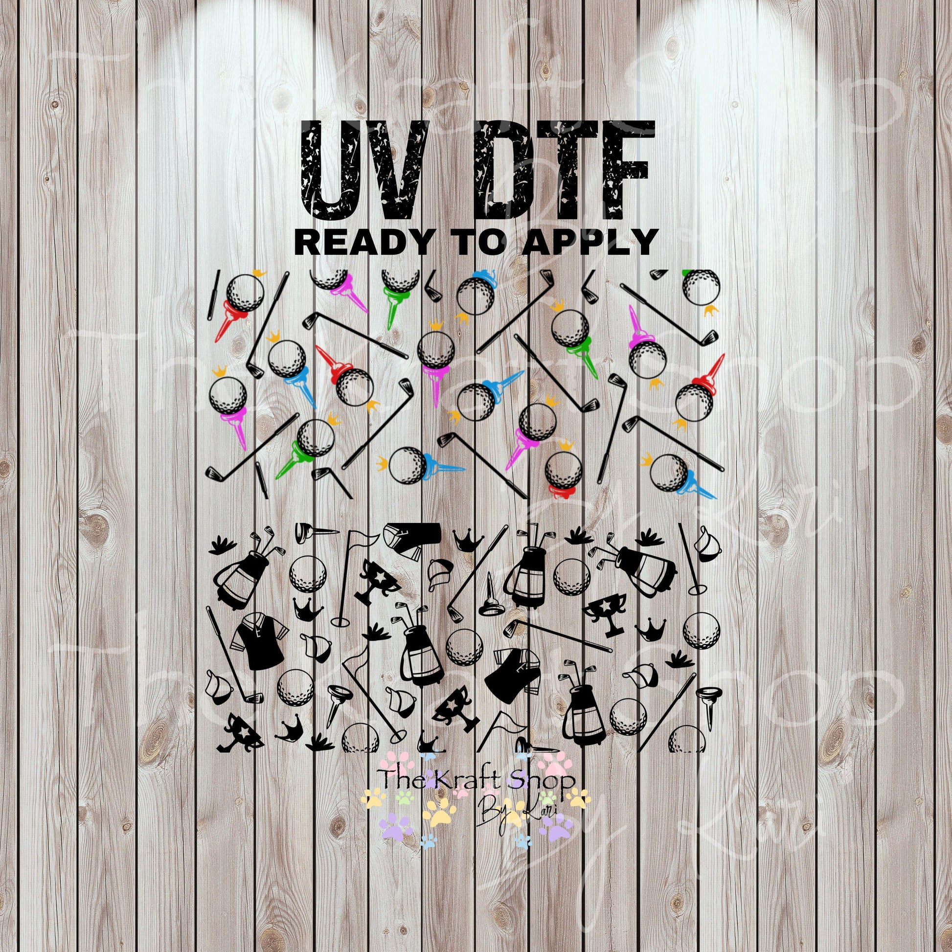 UV DTF Sticker print Golf lover wraps decal, tumbler decal. UV wrap for glass can #5418
