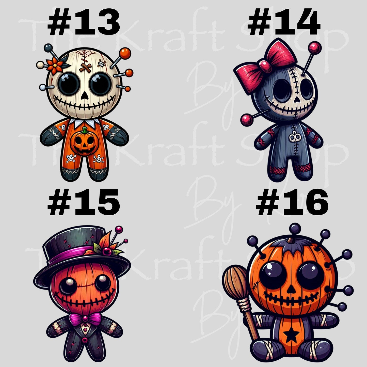 UV DTF Sticker prints. Halloween Voodoo Dolls 22 different styles decals, permanent sticker.#7429