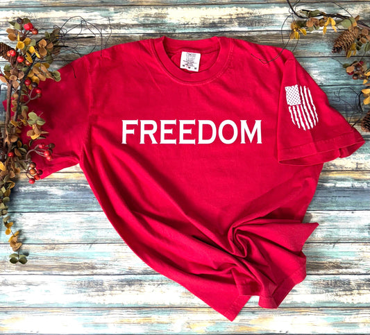 Freedom and vertical tattered flag red unisex comfort colors T-shirt. We are Charlie