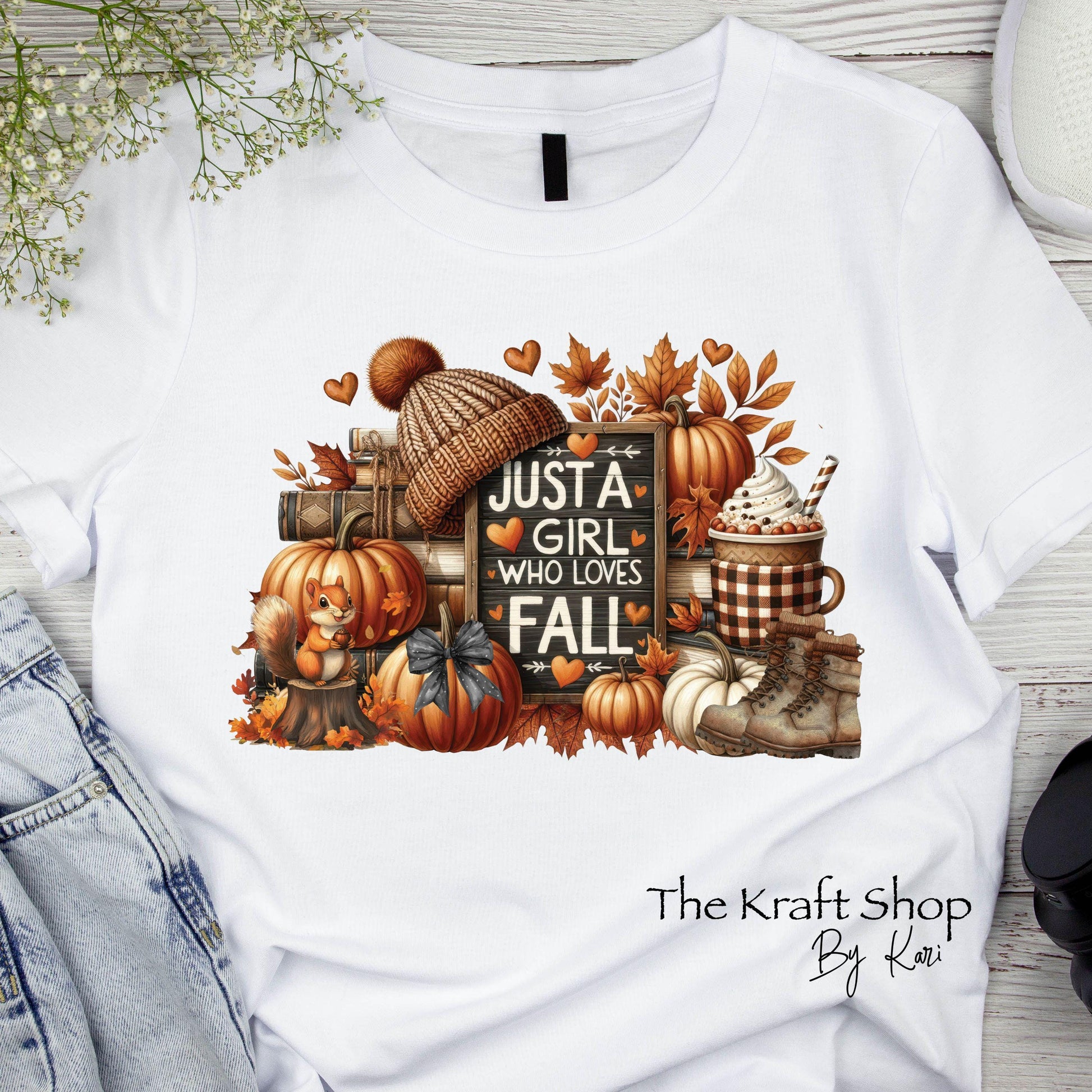 DTF ready to press transfer. Fall just a girl that loves fall #11538