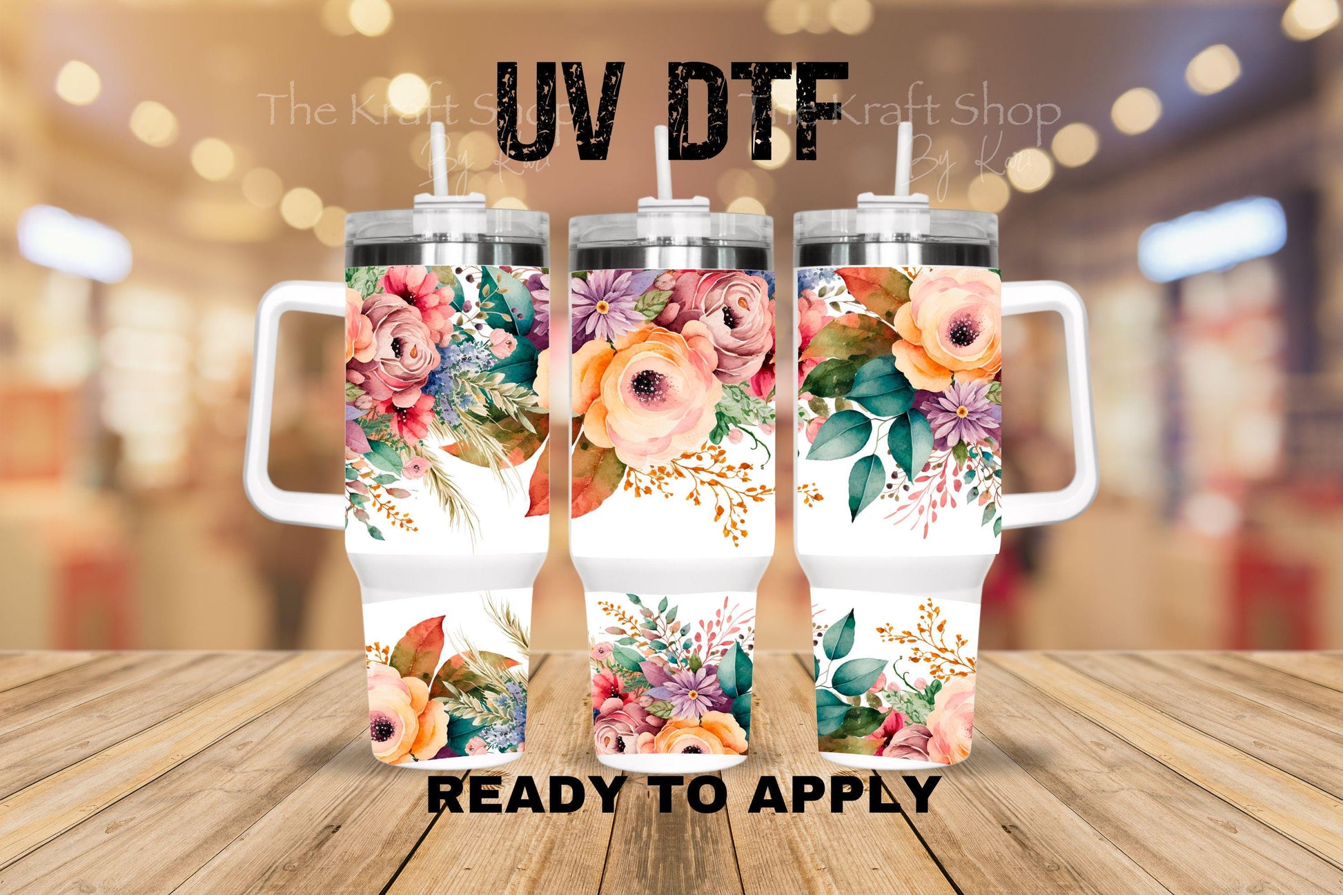 UV DTF 40 oz ready to apply Fall flowers all floral wrap UV wrap quencher #3192